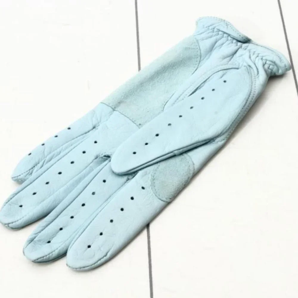 Hermès Sky Blue Leather Golf Driving Glove Size 7